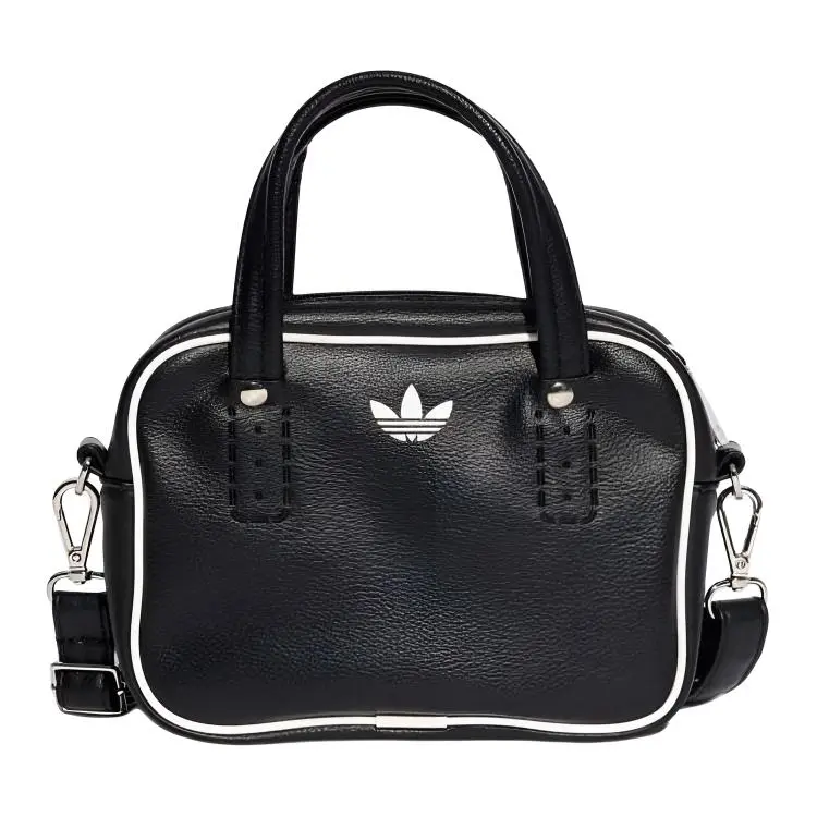 Adidas Originals ADICOLOR Classic Three-Stripe Print Polyurethane Mini Crossbody Bag for Men and Women in Black