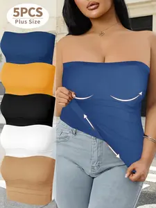 5-Pack Plus Size Wireless Bra Set, Strapless Push-Up Bras, Tummy Control Shapewear, Anti-Slip Invisible Underwear, Comfortable & Secure Fit