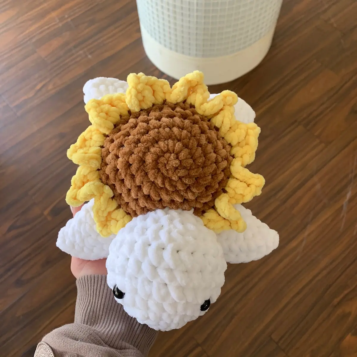 Handmade crochet sunflower turtle