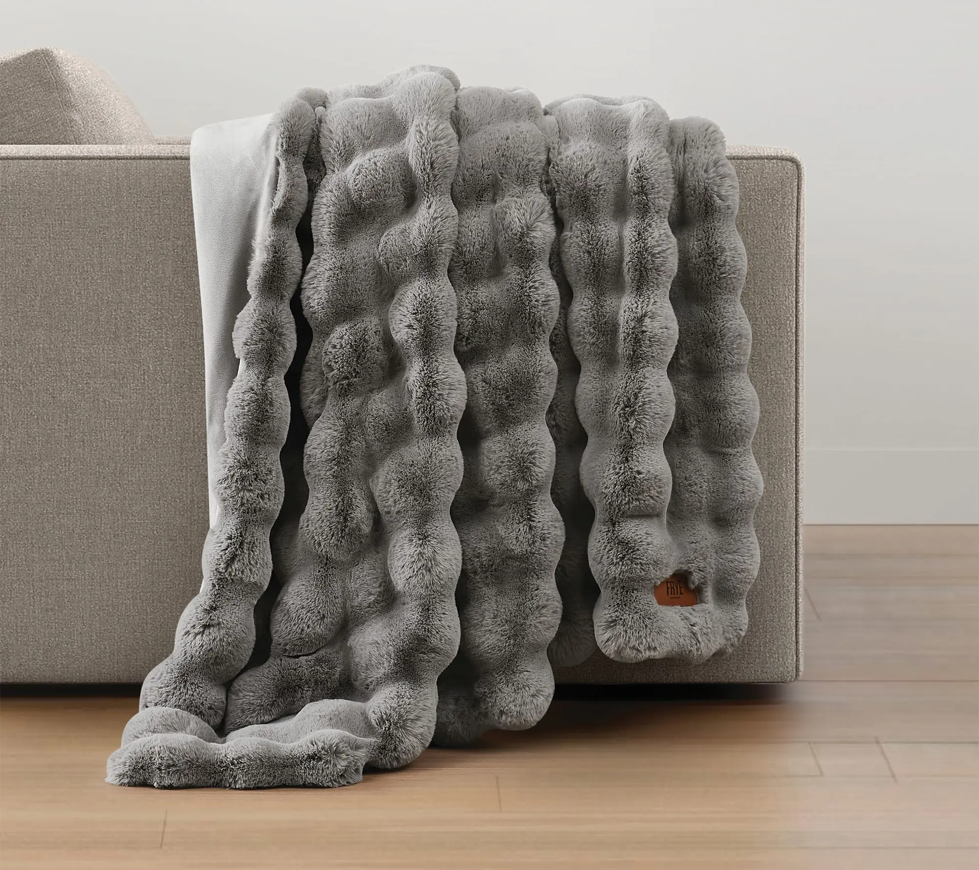 Frye Luxe Textured Heavyweight Faux Fur Oversized 60x70