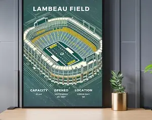 Lambeau Field Print – Home of the Green Bay Packers, Office Print, Games Room Print, Bedroom Print, Basement Print