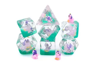 Unicorn Resin Polyhedral DnD Dice Set - 7-Piece Mythical Creature Design for Dungeons and Dragons, Tabletop RPG Games, Polyhedral Dice Set