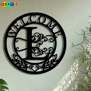 1pc Monogram Welcome Sign Metal Wall Art, Elegant Letter W Statue Mural, Intricate Craftsmanship, Vintage Ironwork, Perfect for Housewarming, Wedding Decor, Perfect for Porch Wall Living Room Entryway Decor, Ideal Gift for Personalized Decor Enthusiasts.