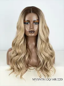Chic Middle Part Blonde Body Wave Lace Front Wig For Women 20 Inch High Quality Heat Resistant Synthetic Fiber Glueless Design Soft Full Volume Natural Looking Texture Perfect For Daily Wear Parties And Special Events Exclusive Limited Time Offer Elevate
