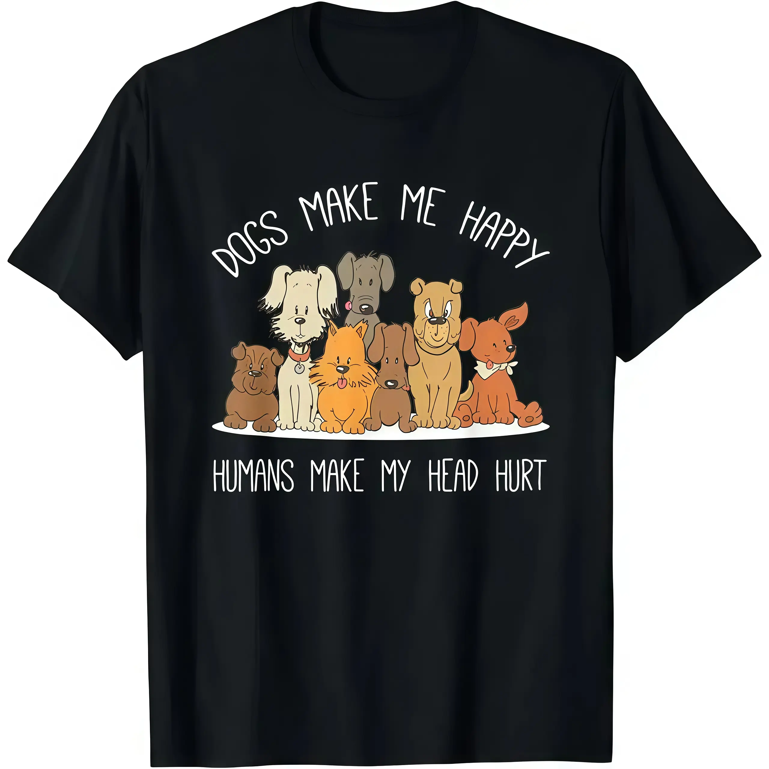 Women's 100% Cotton Casual Short-Sleeve Round Neck Animal-Faced T-Shirt - Dog Owner Graphic, Skin-Friendly Softness, Minimalist Design, Holiday Trip, Camping Use, Animal-Faced Women's T-Shirts