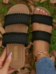 Women's Fashionable Plain Color Sling Sandals, Casual Comfortable Flat Sandals for Summer, Lightweight Breathable Shoes for Daily Wear, Girl