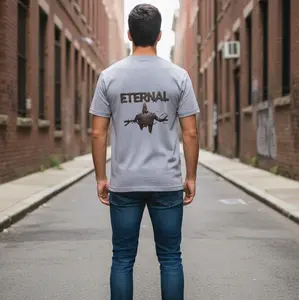 Eternal Brand T Shirts for Men Casual Gray Graphic Tee with Back Design
