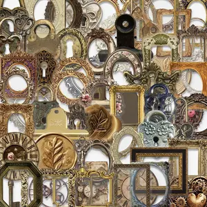 Vintage Photo Frame Pattern Sticker, 68pcs/set Retro Frame Sticker, DIY Decorative Sticker for Scrapbooking, Scrapbook Page, Journaling, Gift Wrapping, Floral Pattern Sticker