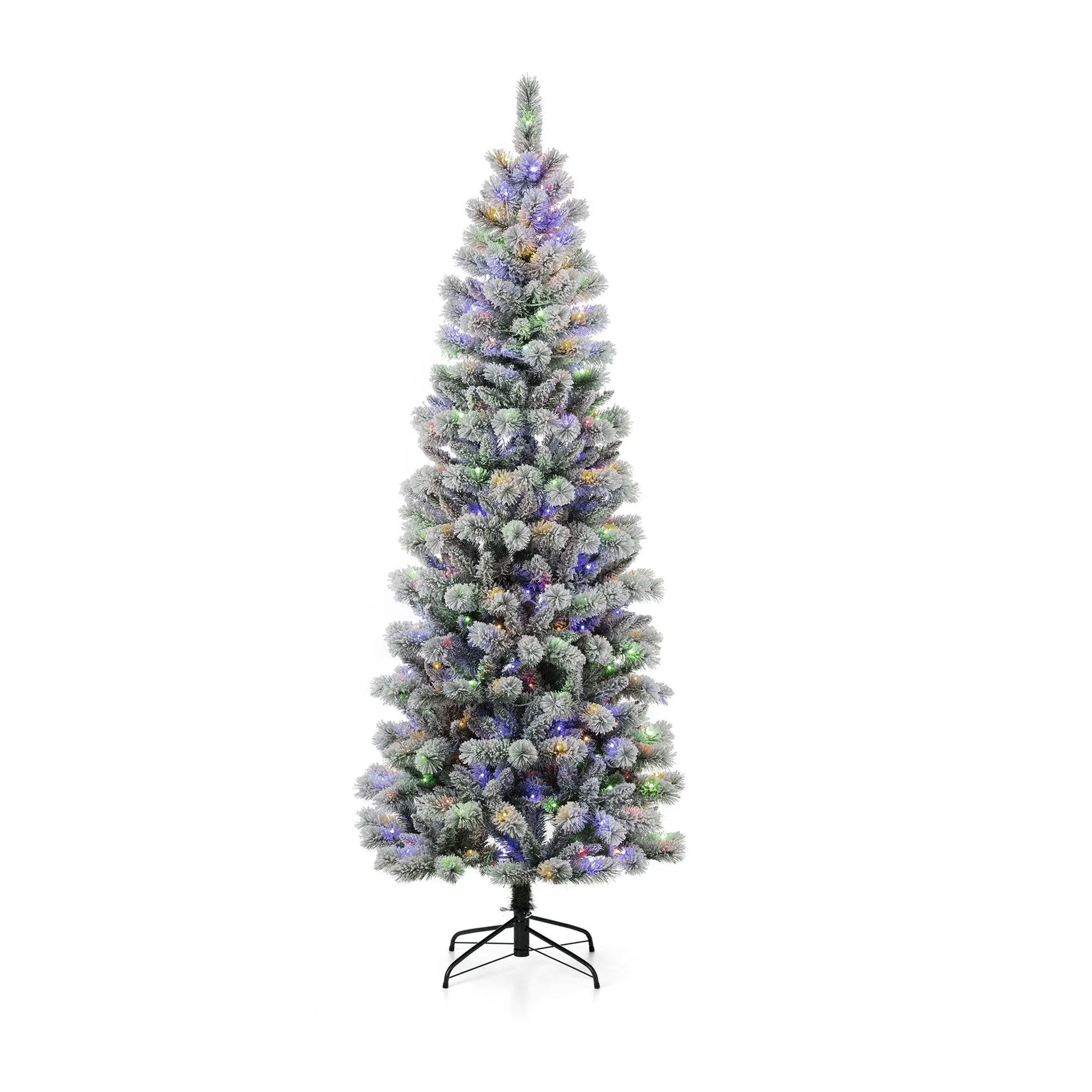 Glitzhome 7.5ft Pencil Pine Multi-Color LightedChristmas Tree