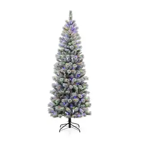 Glitzhome 7.5ft Pencil Pine Multi-Color LightedChristmas Tree