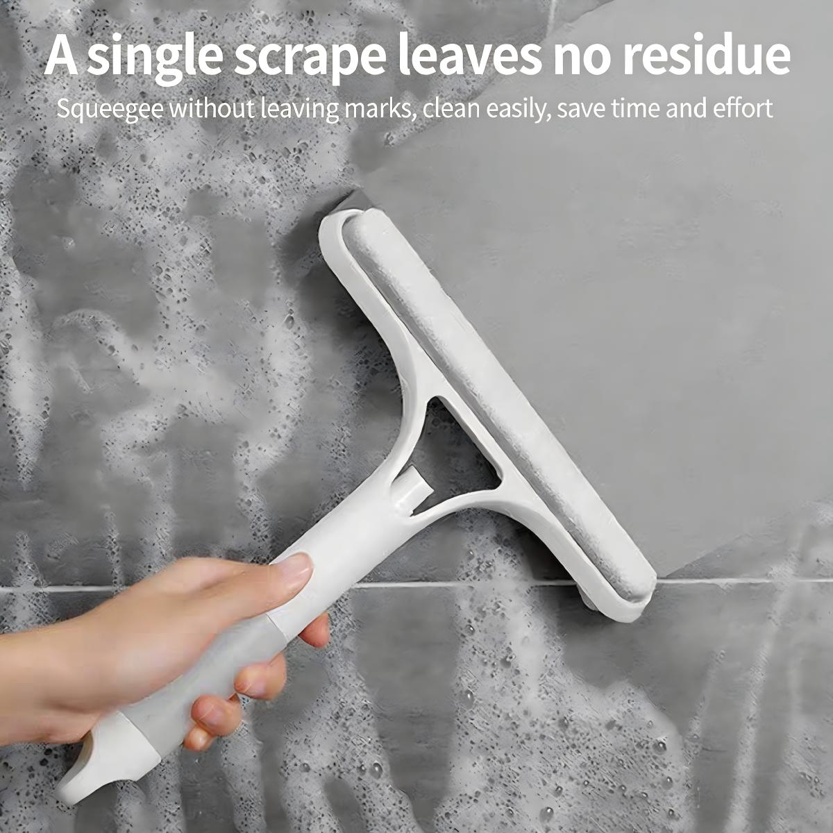 Multifunctional 3 in 1 Spray Cleaning Squeegee, Window Mirror and Car Windshield Cleaner with Built-in Spray Bottle and Microfiber Scrubber, White & Yellow