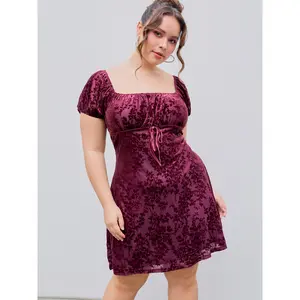 Cider [size 0-26] Mesh Square Neck Floral Mini Dress Curve & Plus