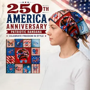 America's 250th Anniversary Designer Bandana – 100% Cotton Patriotic Scarf | 4th of July Gift for Women | USA 1776-2026 Commemorative