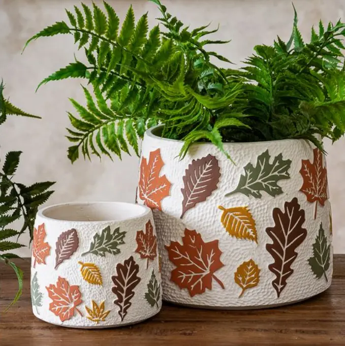 Fall Leaf Cement Planter Fall Leaf Cement Planter