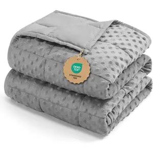 Breathable Weighted Blanket for Adults, 15 lbs Ultra Soft Minky Dot Heavy Blanket, Reversible Cooling and Warm for All Seasons, Machine Washable, 60"x80" Queen Size, Grey
