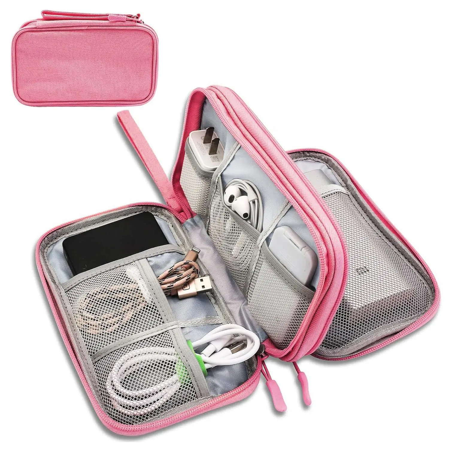 Portable Multi-grids Storage Bag, 1 Set Waterproof Travel Cable Storage Bag, Compact Cable Organizer for Home Office Travel Summer Vacation, Travel Ac