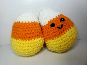 4" Tall Hand made, Crocheted, Stuffed Candy Corn, with or without Face