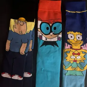 Cartoon Superhero Unisex Crew Socks AP342360 - Breathable Polyester Blend, Knit Fabric, Hand Wash or Dry Clean, Neutral Street Style, 98% Polyester, 2% Spandex Comfort Multicolor men