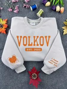 Personalized Family Name Embroidered Sweatshirt – Custom Varsity Crewneck Gift for Women & Men