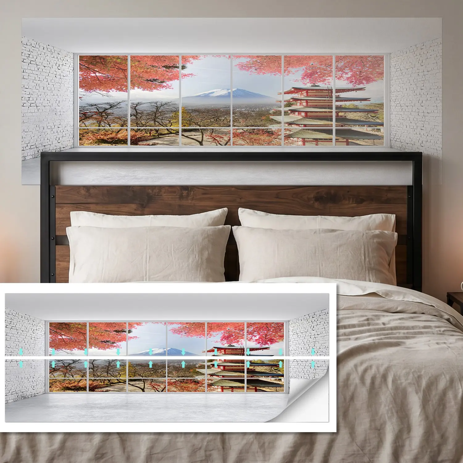 90×180cm Bedroom Headboard Wall Mural, Self Adhesive Easy Install, Home Decor Sticker, Flat Type, No Ca Prop 65 Re/ca