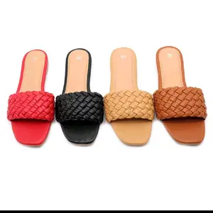 vintage  woven slippers  women wear flat fashion