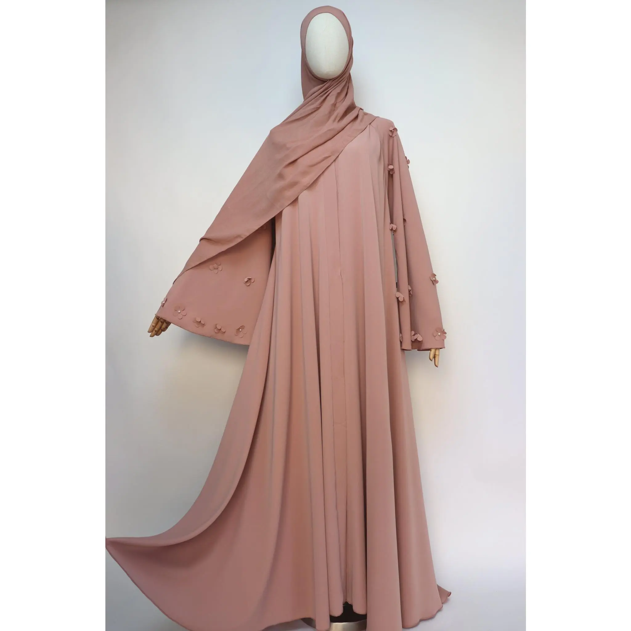 Open Flare Umbrella Daisy Abaya - Blush Pink