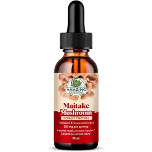 Amazing Botanicals GMP-Certified Natural Maitake Mushroom Extract Liquid Supplement - 1 fl oz, Alcohol-Free, Sugar-Free Vegan Drops for Daily Healthcare Support, Take Directly Under the Tongue