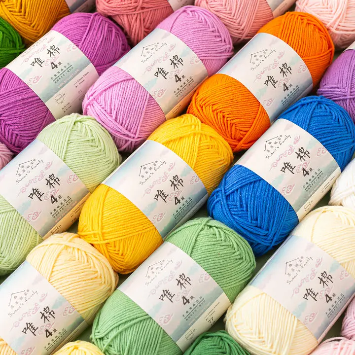 4-Ply Premium Cotton-Acrylic Bulk Yarn Set, 10-Pack 10-Color Pre-Curated Palette for Crocheting, Blanket Making, Flowers - 60% Cotton 40% Acrylic Soft Yarn with 1000+ Patterns