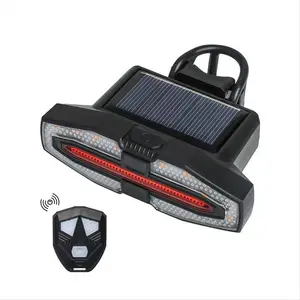 Solar Bike Tail Light with Turn Signals Warning USB Rechargeable Bike Lights Wireless Remote Control Bike Rear Light for Christmas New Year Home Use