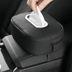 Car Tissue Box, Durable Leather Dashboard Holder, Universal Rear Seat Organizer, Car Armrest Paper Dispenser, Sunshade Mountable