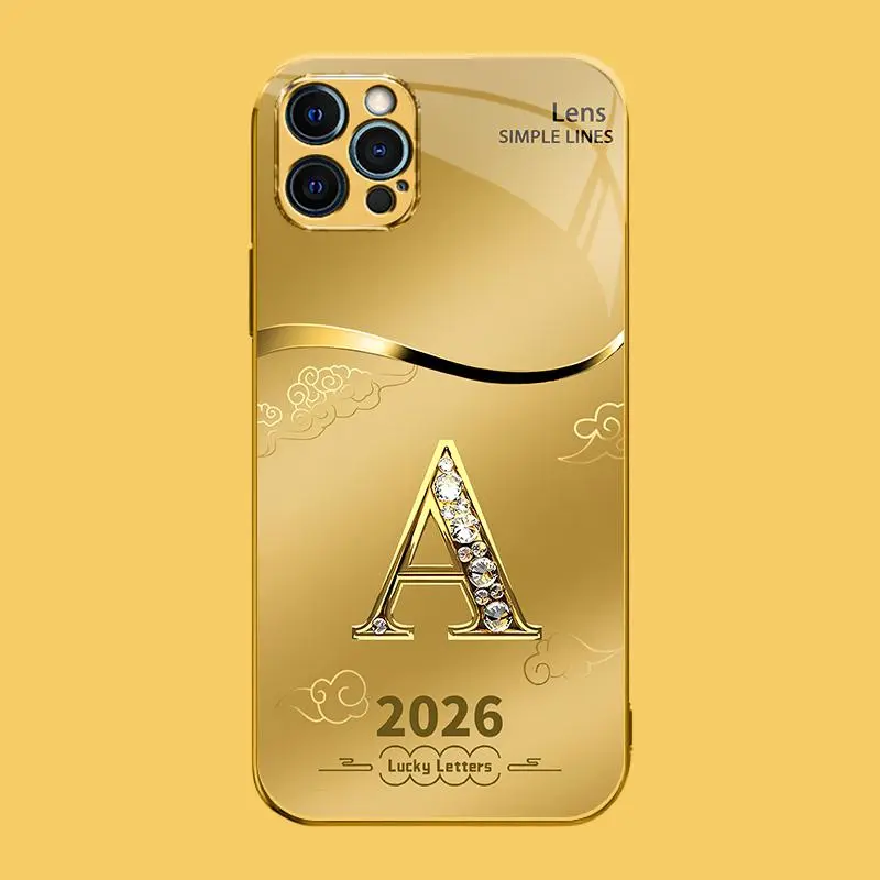 Suitable for [iPhone 12 Pro Max] high-end phone case🤩，choose from 26 letters of the English alphabet, each with an exquisite auspicious cloud pattern to bring you good luck YM99