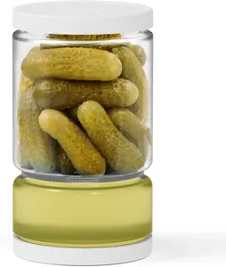 Glass Pickle Jar with Strainer Flip for Pickle Lover - 45OZ Leakproof Airtight Juice Separator for Olive, Gherkin or Chilli, , Dishwasher and Refrigerator Safe (White, 45 oz*1 pack)