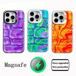 NeeDoh Cool Crush Ice Cube Phone Case, 3D Visual Printed Graphic Hard Phone Cover For Iphone 11 12 13 14 15 16 17Pro Max Air , Protection Durable Anti-fall Casing, Shockproof Magnetic iPhone Case