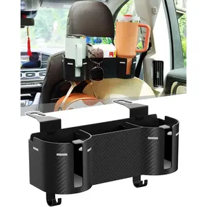 Headrest Backseat Cup Holder 3.7" with Organizer, High Capacity 4 in 1 Seat  Organizer with Headrest Hooks, Multifunctional Storage for  Travel Accessories Compatible with