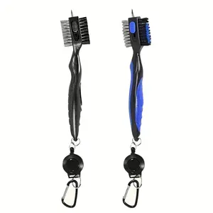 2-in-1 Golf Club Cleaning Brush with Extendable Groove Cleaner, Nylon & Wire Bristles Golf Club Cleaner for Irons, Driver & Putter, Ergonomic Handle, Portable Golf Cleaning Tool for Quick Deep Groove Cleaning & Club Maintenance
