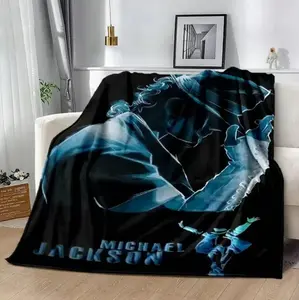 Michael Jackson Retro Printed HD Blanket Soft Throw Blanket for Home Bedroom Bed Sofa Travel Office Solid Cover Blanket Adults Pop Music Icon Gift Pop Culture Decor tiktokshopspringglowup