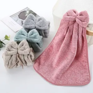 1/4pcs Hanging Hand Towel, Super Soft Microfiber, High Absorbency Quick-Dry Loop Design, Machine Washable Non-Shedding Skin-Friendly for Kitchen, Bathroom & Dishes