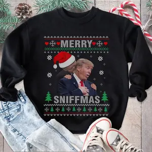 Funny Joe Biden Sniffing Trump Ugly Christmas Sweater, Trump Christmas Shirt, Joe Biden Ugly Christmas Hoodie