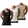 Gihuo 3Pcs Men's Ribbed Tank Top Wide Strap High Stretch Breathable Muscle Shirt Heavyweight Drapey Fit Sleeveless for Gym & Casual Workout Gym Clothing Sports Apparel