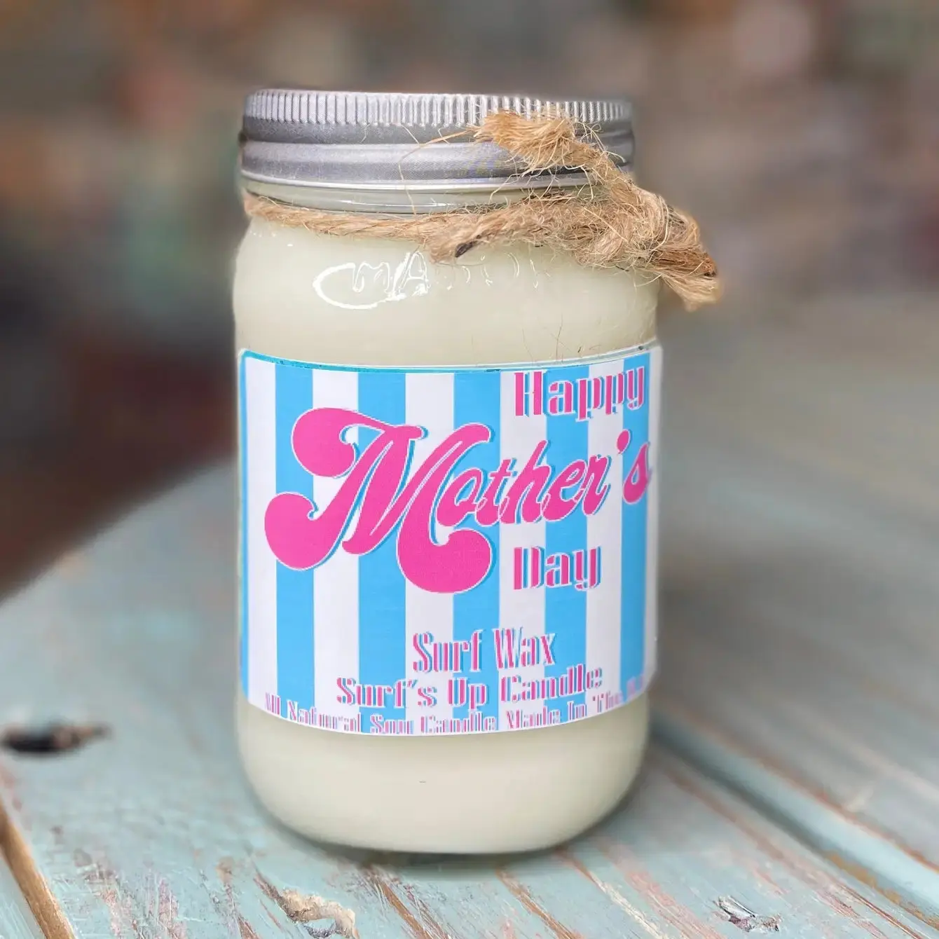 Surf Wax Pink Hearts Mason Jar Candle - Mother's Day Collection