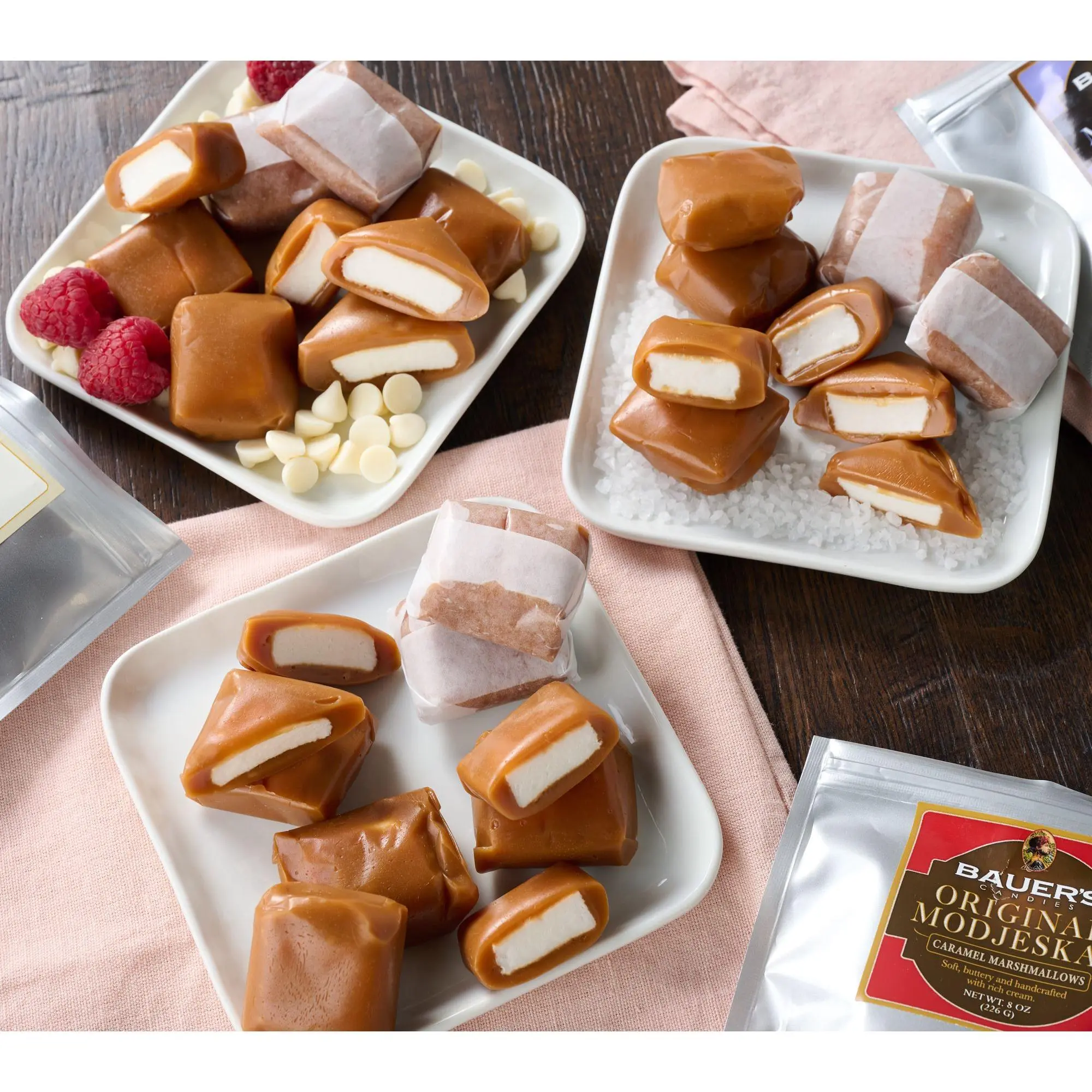 Bauers Candies (3) 8oz Bags Marshmallow Caramel Modjeskas Bauers Candies (3) 8oz Bags Marshmallow Caramel Modjeskas