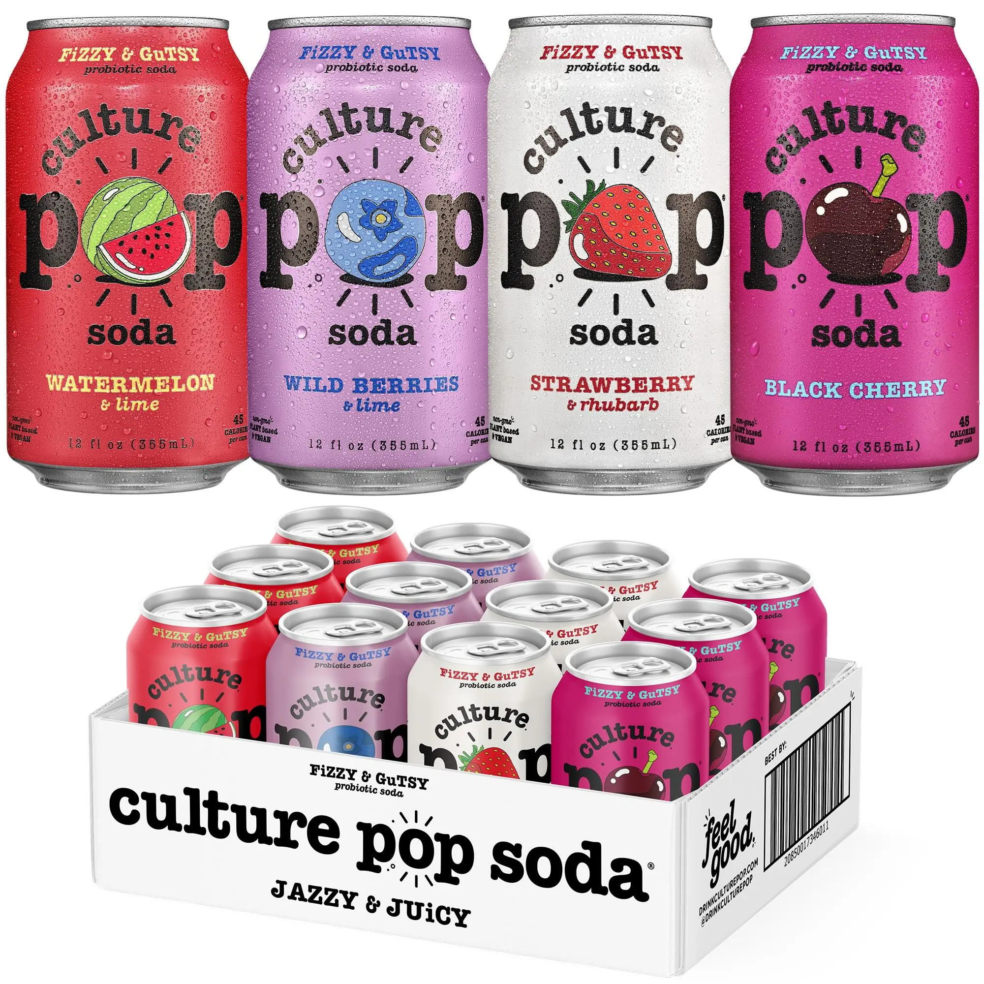 Culture Pop Soda JAZZY & JUICY Variety Pack - Strawberry, Wild