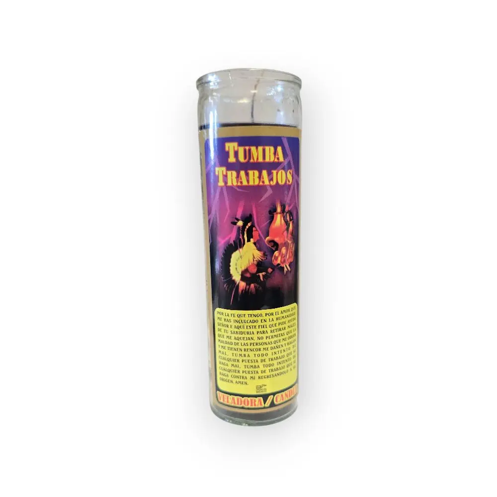 Tumba Trabajos Candle - Spiritual Prayer Glass Candle for Protection & Cleansing - Enhance Spiritual Cleansing with Faith
