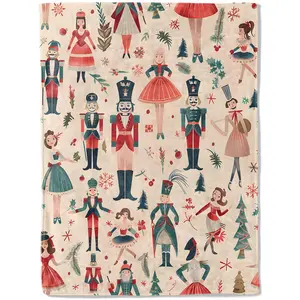 1PC Nutcracker Ballerina Blanket - Super Soft, Lightweight, Christmas Tree Holiday Blanket for Sofa Room Bedroom, Modern Christmas Decor, Christmas Blanket Gift