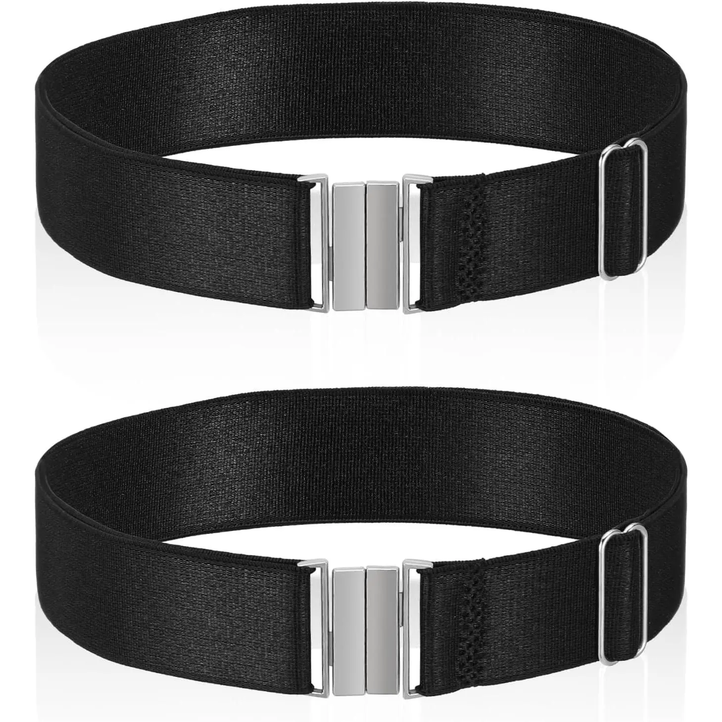 2Pcs Women’s Garter Belts Plus Size Adjustable High Elastic Garter Belt Fastening Garter Belts Stretchy Leg Ring Black Bands for Women Skirt Decoration Jazz Dance High Socks