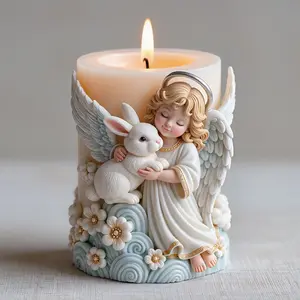 Angel and Bunny Flower Cloud Silicone Mold for Scented Candle Soap Making, Creative Gift, Handmade Candle Molds, Warm Atmosphere, Candle Accessories