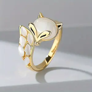 Adjustable Fox-Shaped Ring - Cute Little Fox with, No Plating, for Casual Attire & Special Occasions, Fox-Themed Ring for, for Teenager
