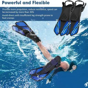 Adjustable Scuba Fins with Storage Net Bag, Travel Size Swimming Flippers, Unisex Snorkeling Diving Gear, Summer Water Sports