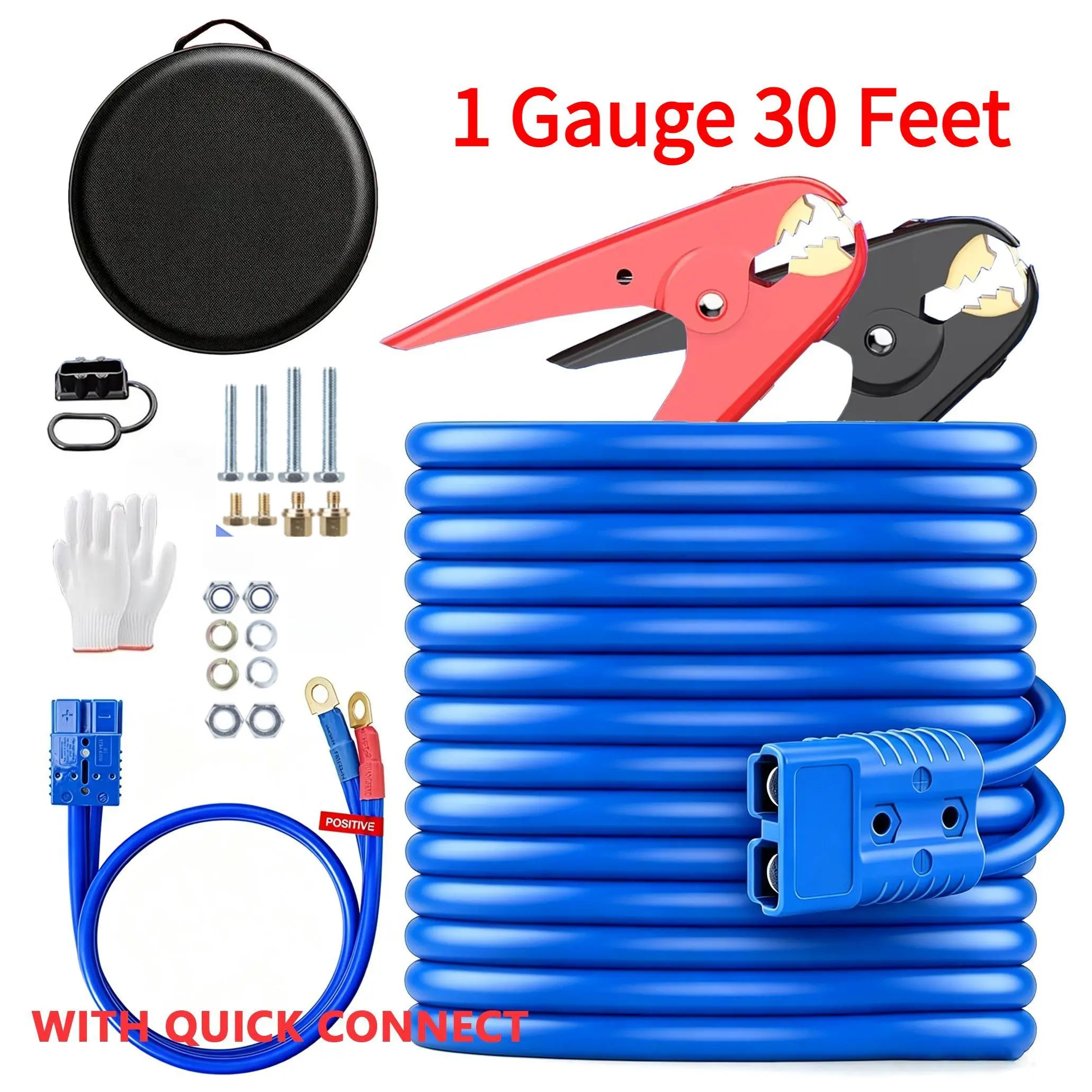 Jumper Cables,1 Gauge 30 Feet 800A Booster Cables with UL-Listed Clamps, Heavy Duty Automotive Quick Connect Booster Cables for Car, SUV and Trucks with Carry Bag