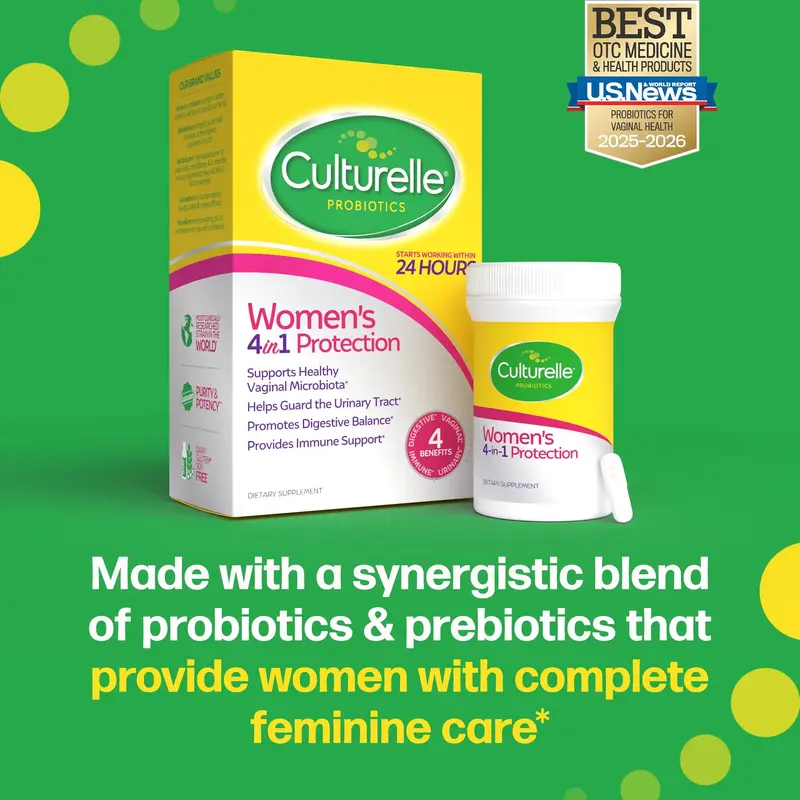 Culturelle Womens 4-in-1 Probiotic Capsules - Daily Probiotic & Prebiotic for Women - Womens Wellness Supplement for Digestive Health